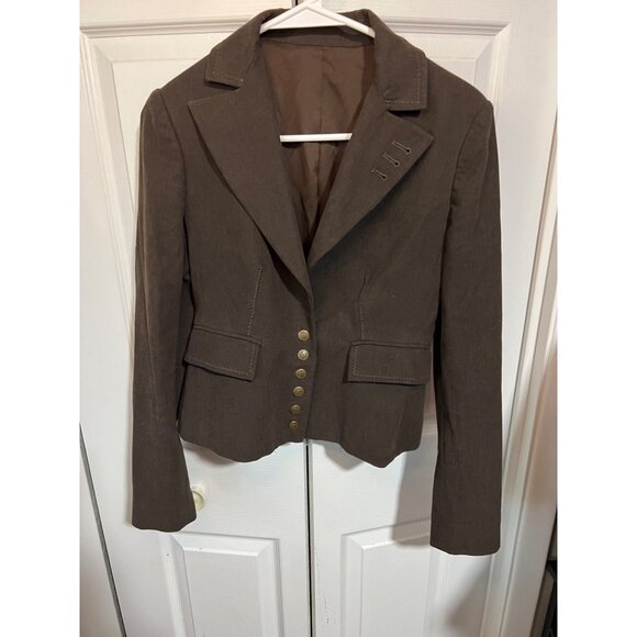 Vintage Sonia Fortuna Firenze Made in Italy Womens Brown Blazer With Gold Button - Picture 2 of 11